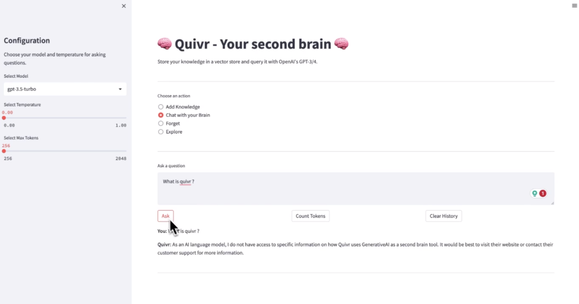 Quivr – 私有化知识库问答